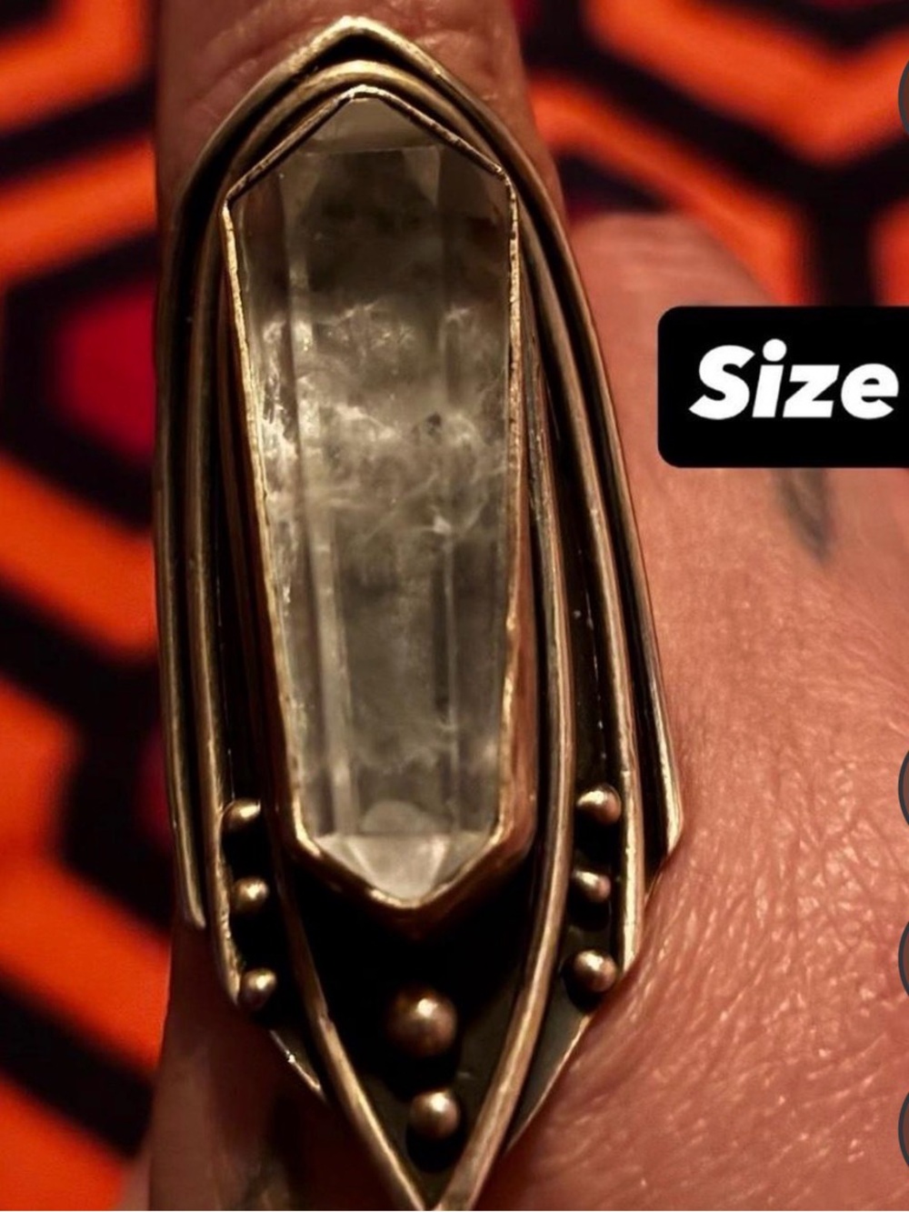 Acid Queen silver sterling quartz ring. Size 7